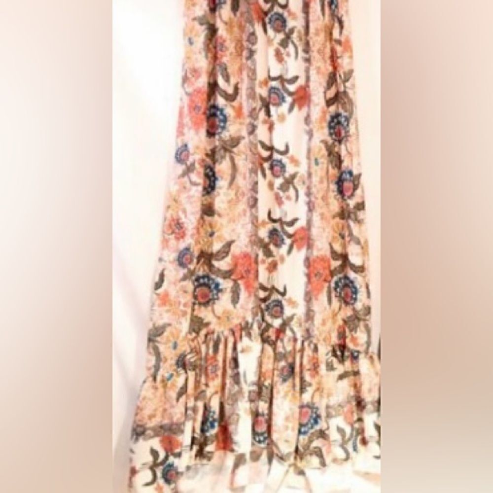 🛍️Casa Lee Orange and Green Floral 💐Maxi High Fashion Size: Small Skirt🌺